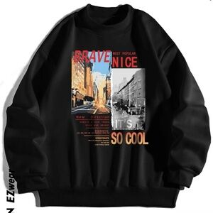 SHEIN Black Slogan & Picture Print Sweater